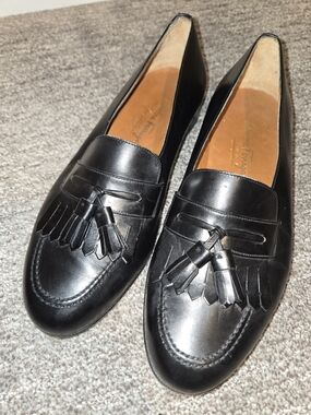 Salvatore Ferragamo Men's Black Leather Tassel SlipOn Loafer 9 EE Classic Luxury